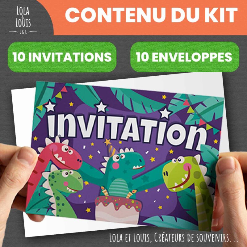 Kit Invitation Anniversaire Dinosaure – "Les Dinos Gloutons" pour 10 invités – Image 6