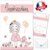 Invitation anniversaire princesse avec bébé dinosaure – 10 cartes et enveloppes – Lola et Louis