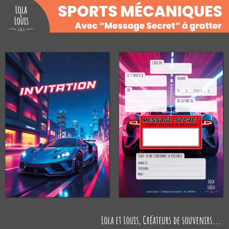 Carte invitation voiture – Lola & Louis - Recto Verso