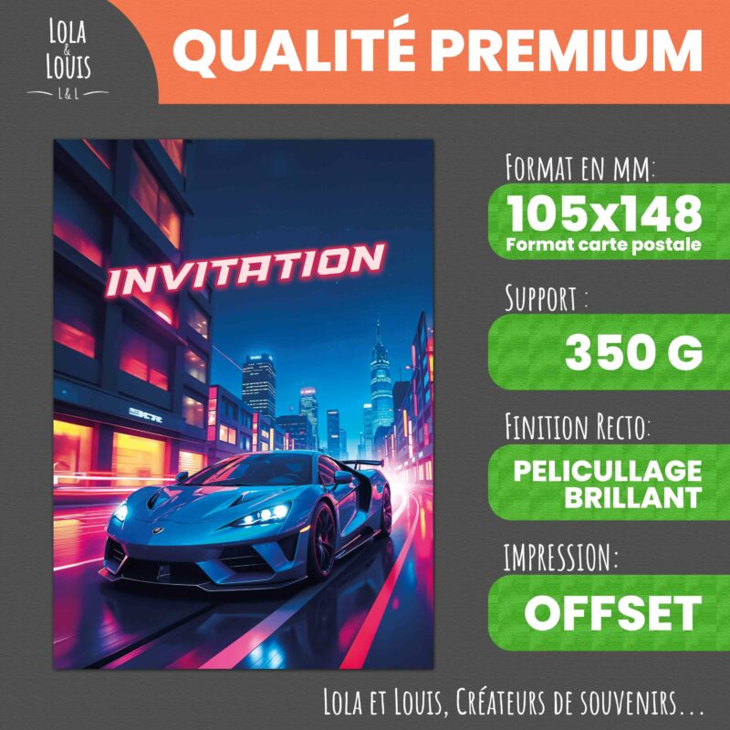 Carte invitation voiture – Lola & Louis - Recto
