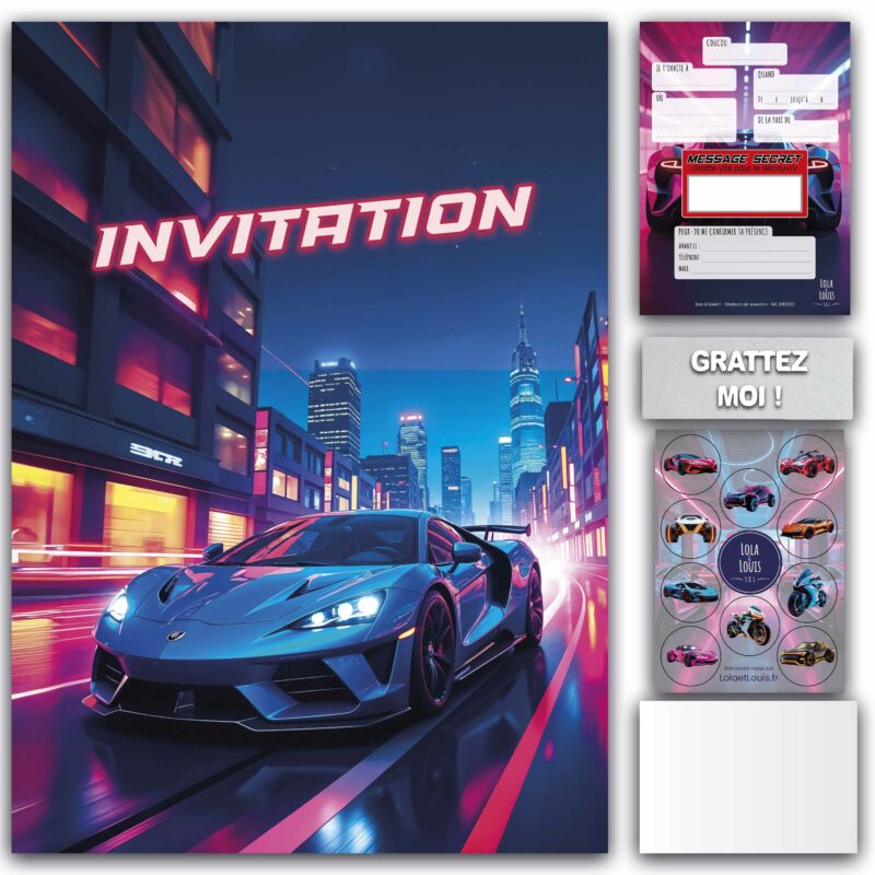 Carte invitation voiture – Lola & Louis