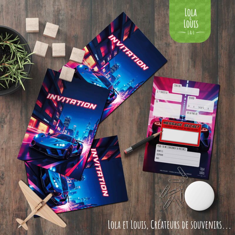 Carte invitation voiture – Lola & Louis - En situation