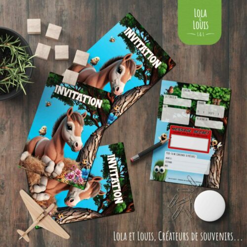 Invitation anniversaire ferme à gratter – Lola & Louis