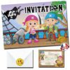 Invitation anniversaire pirate garçon – 10 cartes et enveloppes – Lola et Louis