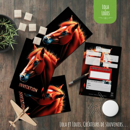 Carte invitation cheval enfant à gratter – Lola & Louis - En Situation