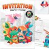 Invitation enfant dinosaure super héros – 10 cartes et enveloppes – Lola et Louis
