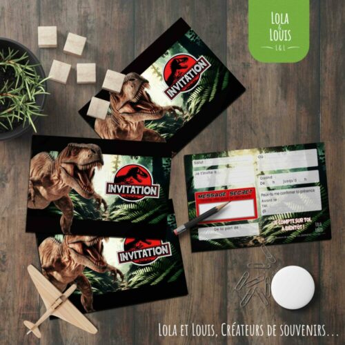 Carte invitation dinosaure T-rex – Lola & Louis