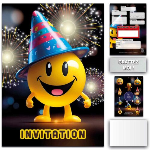 Carte invitation smiley à gratter – Lola & Louis