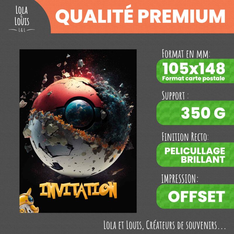 Carte invitation espace astronaute – Lola & Louis - Recto