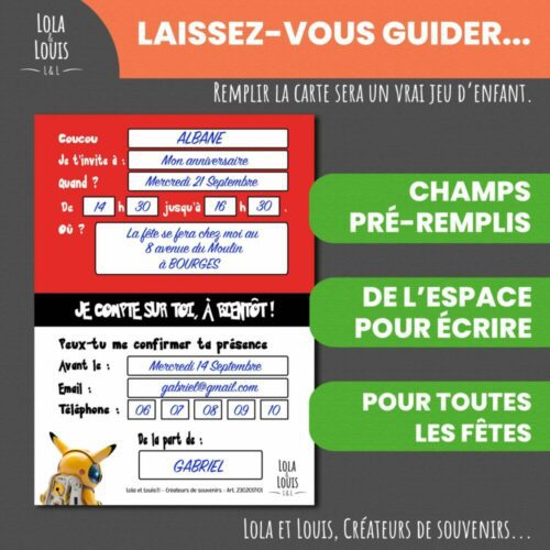 Carte invitation espace astronaute – Lola & Louis - Verso