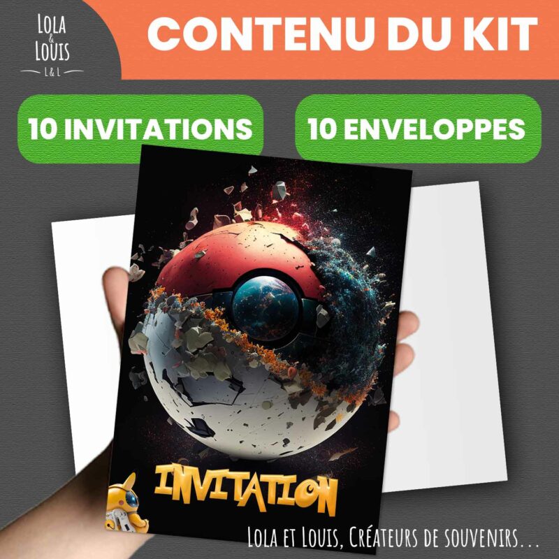 Carte invitation espace astronaute – Lola & Louis - Contenu du kit