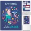 Carte invitation sirène à gratter – "PETITE SIRÈNE" pour 10 invités