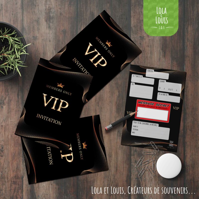 Carte invitation VIP à gratter – Lola & Louis