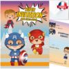 invitation garçon super héros – 10 cartes et enveloppes – Lola et Louis