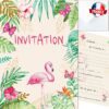 Carte invitation fille tropicale – 10 cartes et enveloppes – Lola et Louis