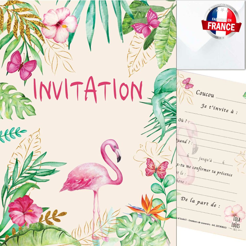carte invitation fille tropicale – aperçu du kit