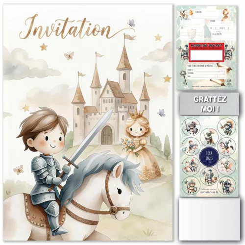 Kit invitation chevalier Lola et Louis - Produit