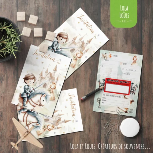 35-Medieval-03 Kit invitation chevalier Lola et Louis - Mock