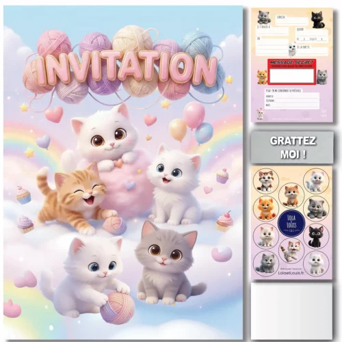 Kit invitation Chatons Lola et Louis