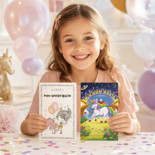 Invitation anniversaire Licorne